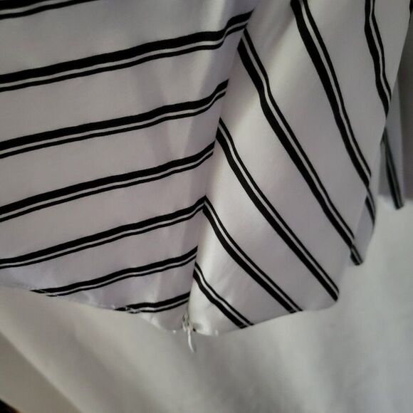 Du Jour QVC Blouse wrap side zip Sz 16 B/W stripes Rayon BOHO Chic puff playful - Picture 8 of 16